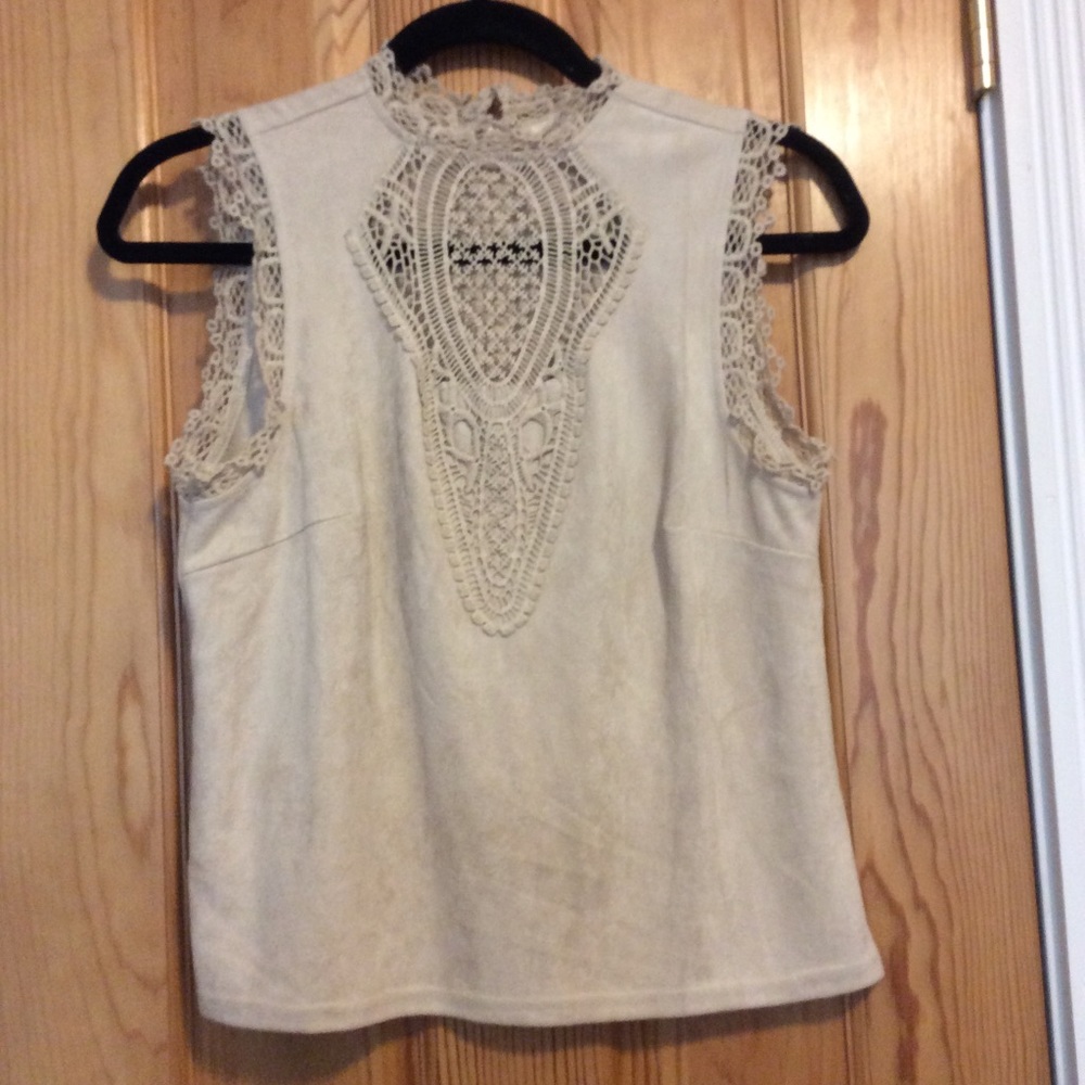 Sleeveless faux suede top